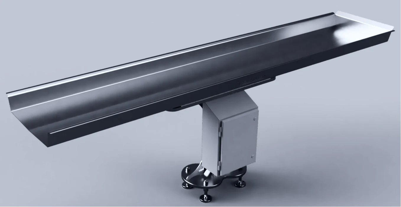 Long-pan configuration of JD Manufacturing's horizontal motion conveyor